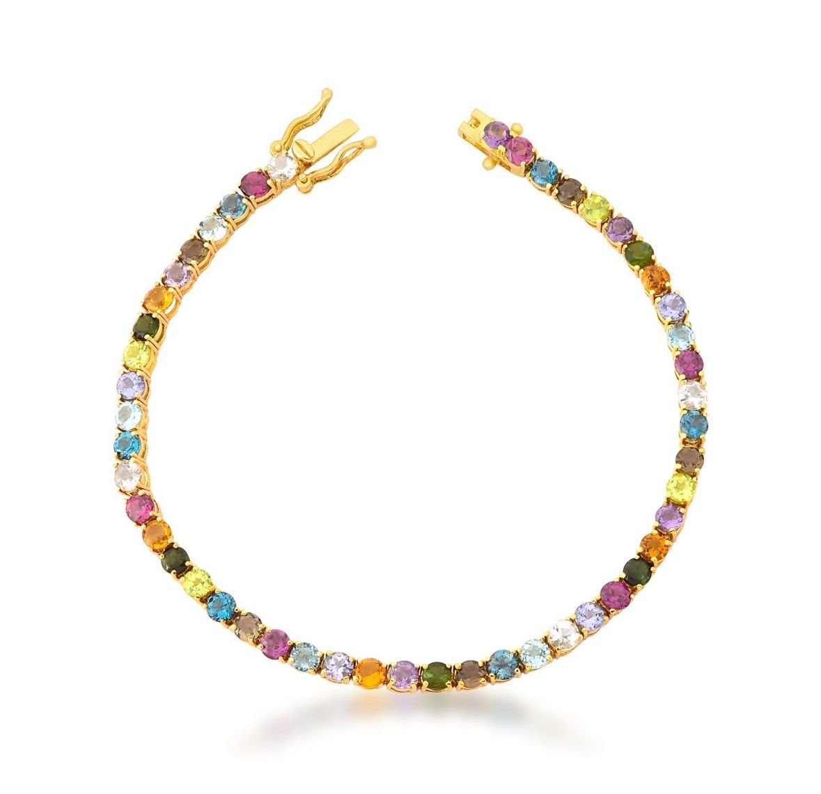Pulseira Riviera em Ouro Amarelo com Tanzanita, Morganita, Turmalina e Pedras Brasileiras